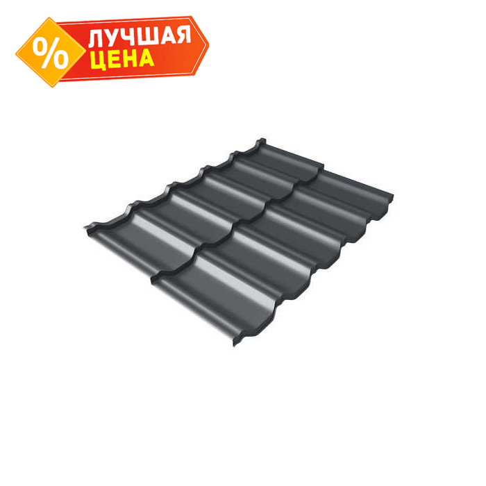 Металлочерепица Grand Line Kvinta Uno (Квинта Уно) 0,45 Полиэстер RAL 7024 Мокрый асфальт