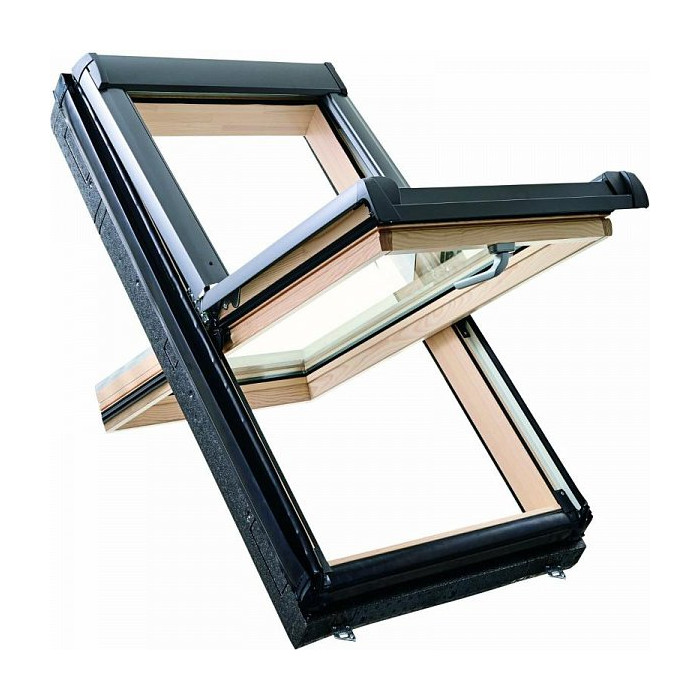 Окно R45 Н200 с термоблоком, 74х140 см, из дерева (однокамерное, среднеповоротное), Roto